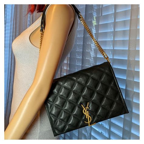 becky mini chain bag ysl|SAINT LAURENT Lambskin Quilted Mini Becky Chain Bag Navy .